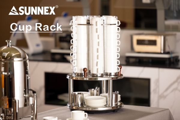 เครื่องจ่ายถ้วยหมุนของ SUNNEX ฐานสแตนเลสและแก้วสามช้อนรวมอยู่ด้วย， หลอดถ้วยพีซี